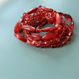 Elegant Rust Color Beaded Stretch Bracelet Set (5)